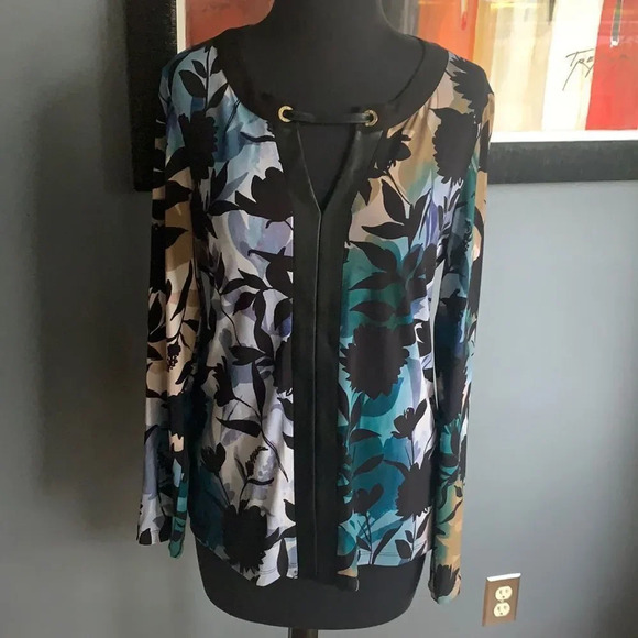 Calvin Klein foliage silhouette vegan leather top - Picture 1 of 6